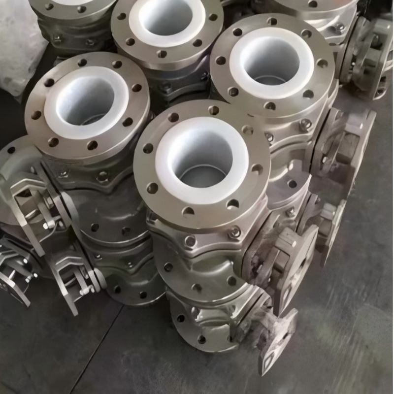 Pneumatic flanged fluorine-lined O-ring ball valve, flanged fluorine-lined O-ring ball valve, fluorine-lined ball valve