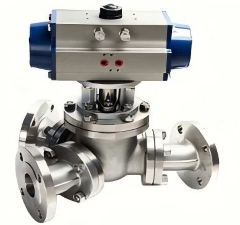 Pneumatic Y-type three-way ball valve, Y-type three-way ball valve, three-way ball valve, ball valve
