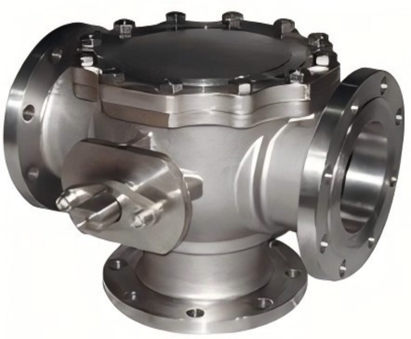 Biphasic steel three-way ball valve, three-way ball valve, ball valve