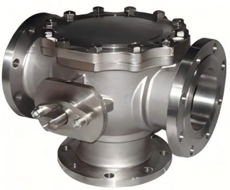 Biphasic steel three-way ball valve, three-way ball valve, ball valve