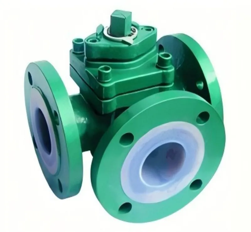 Fluorine-coated T-type three-way ball valve, T-type three-way ball valve, fluorine-coated three-way ball valve