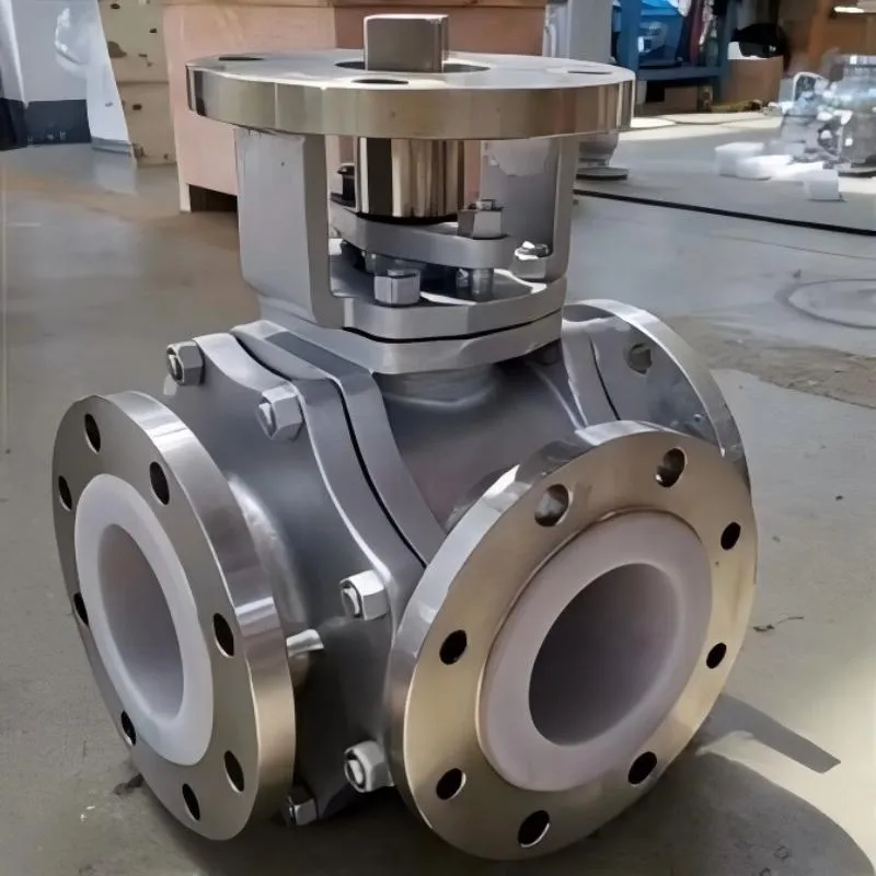 Stainless steel tee - lined fluorine ball valve, tee - lined fluorine ball valve, lined fluorine ball valve