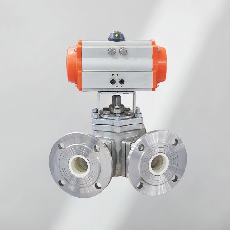 Three - way flange ball valve (pneumatic), three - way flange ball valve, flange ball valve