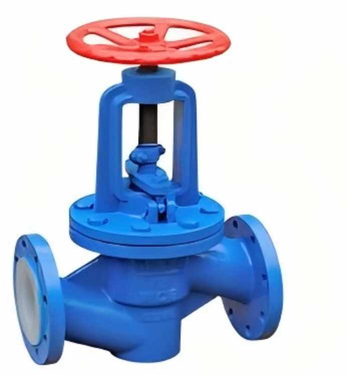 Fluorine-lined globe valve, globe valve