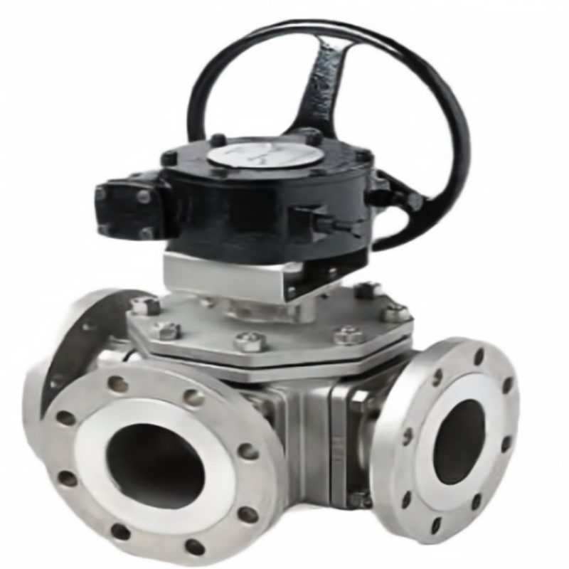 Three-way turbine floating ball valve, turbine floating ball valve, three-way ball valve