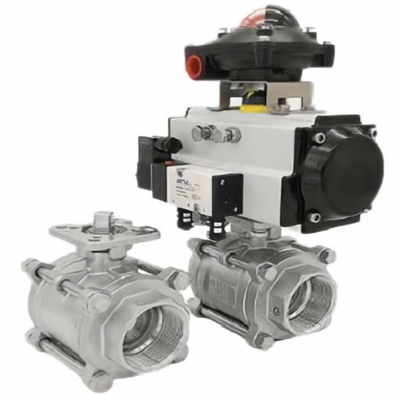 Pneumatic two-way threaded ball valve, pneumatic ball valve