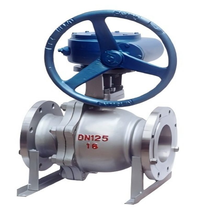 Q347F carbon steel worm gear fixed ball valve, worm gear fixed ball valve